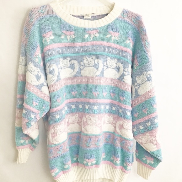 pastel cat sweater